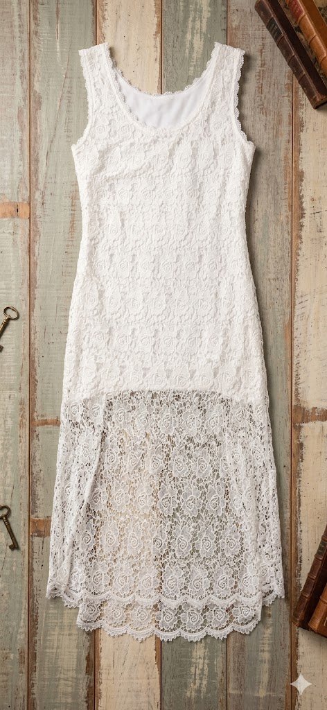 vestido midi em renda