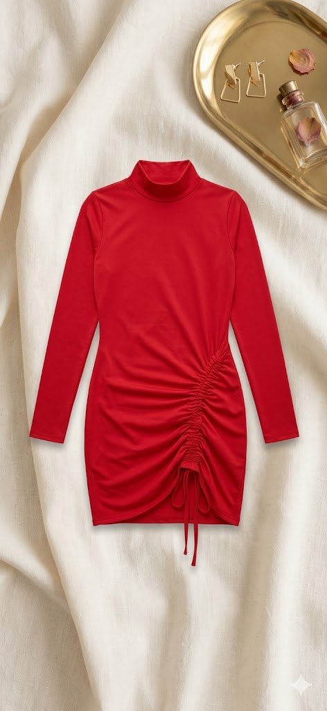 Vestido vermelho gola alta