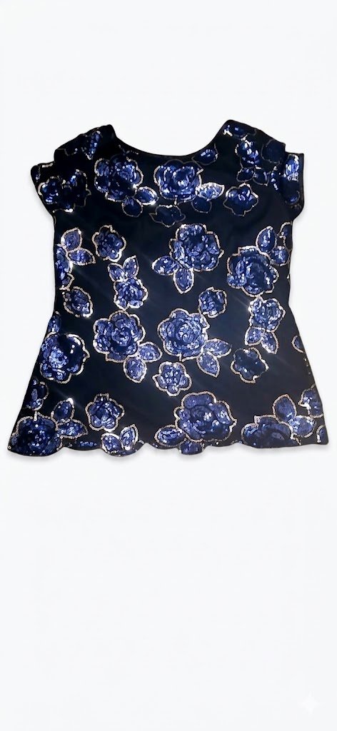 blusa floral em paetês